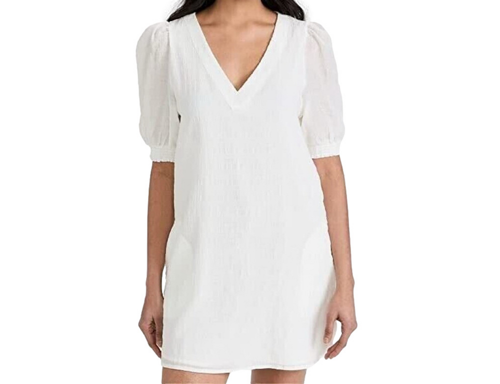 Bb Dakota By Steve Madden Dress Sz S White Fields Of Gold Short Sleeve V-Neck